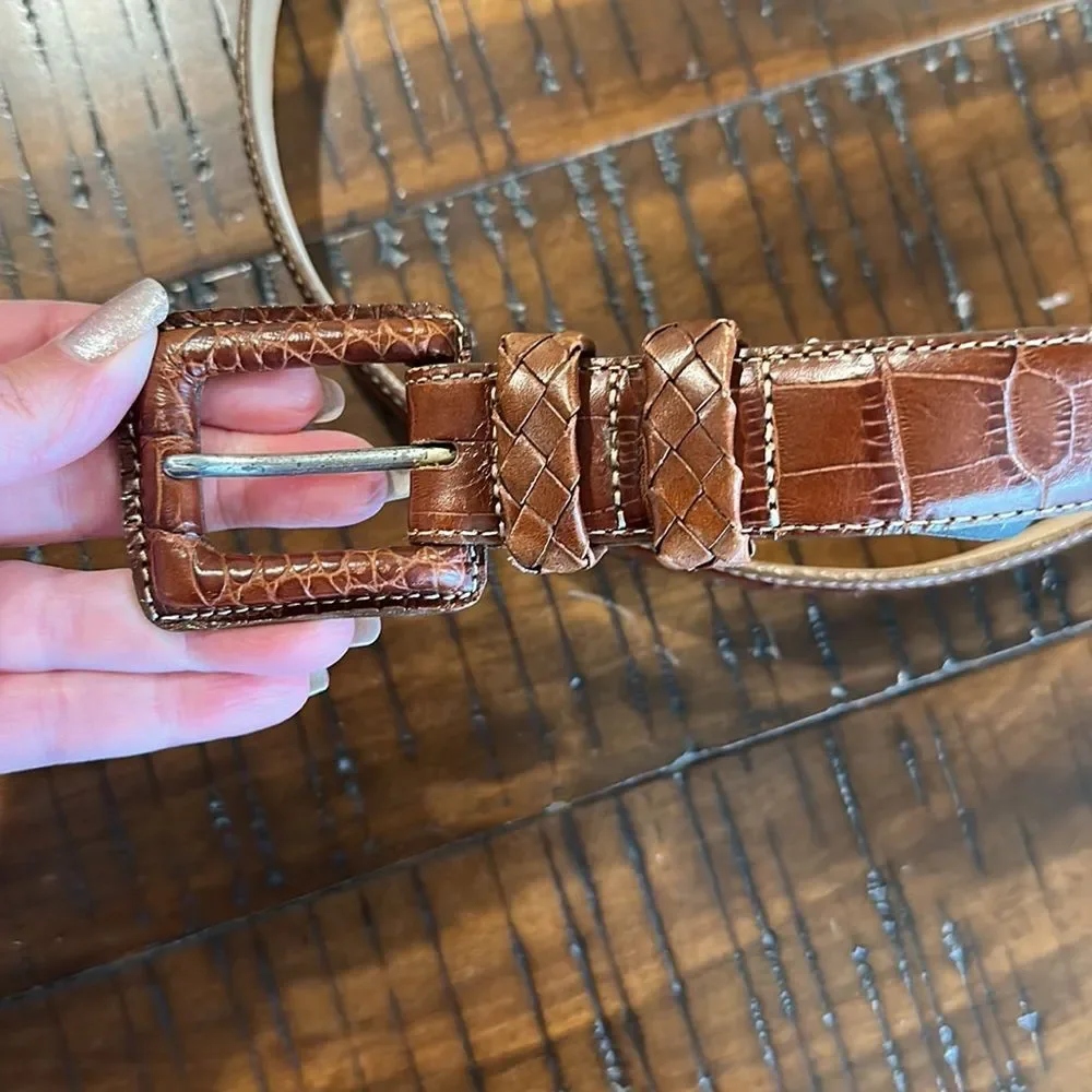 Brighton Brown Croc-Embossed Leather Belt